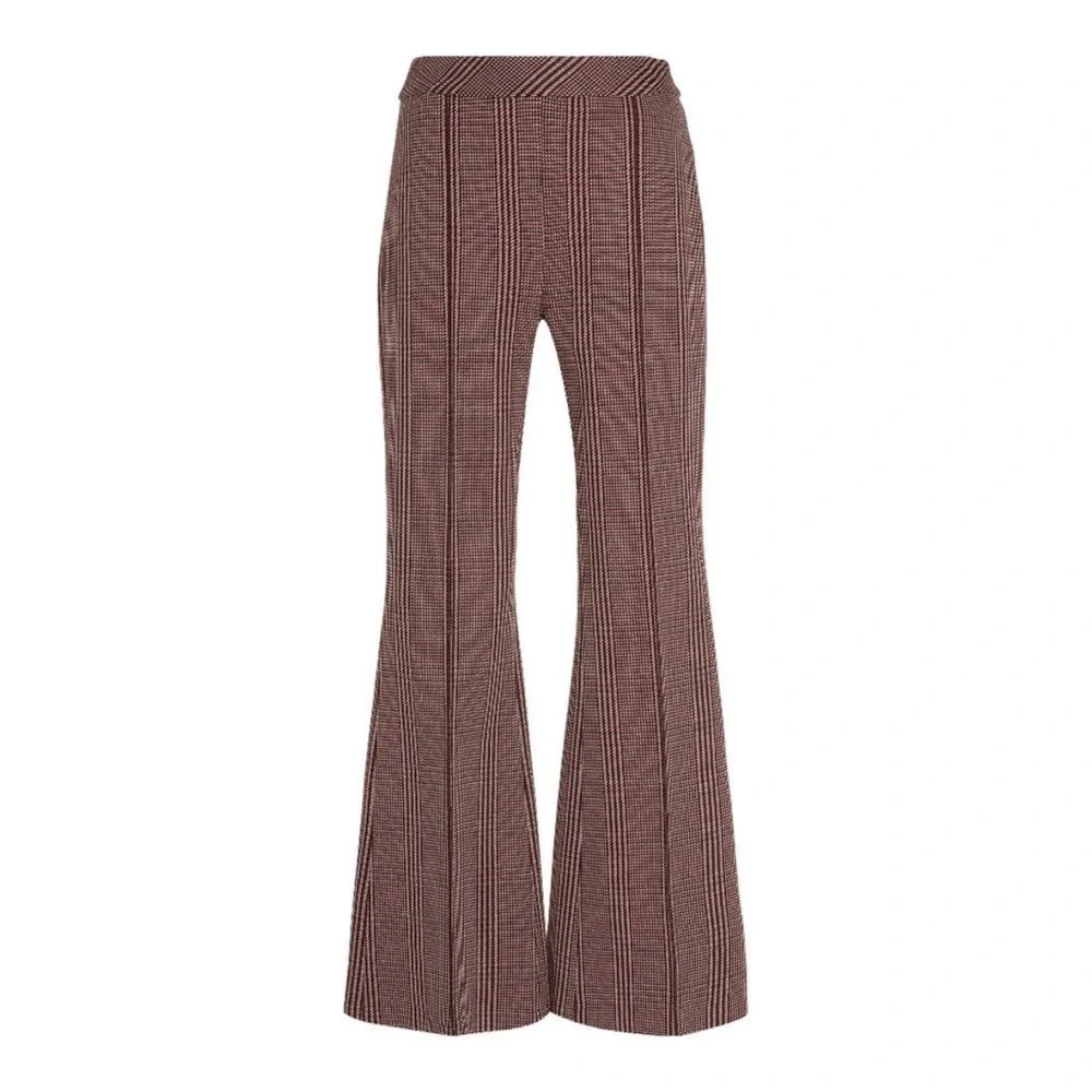 ROSETTA GETTY Pull On Cropped Flare Trousers in Plaid Size XS - Picture 4 of 14